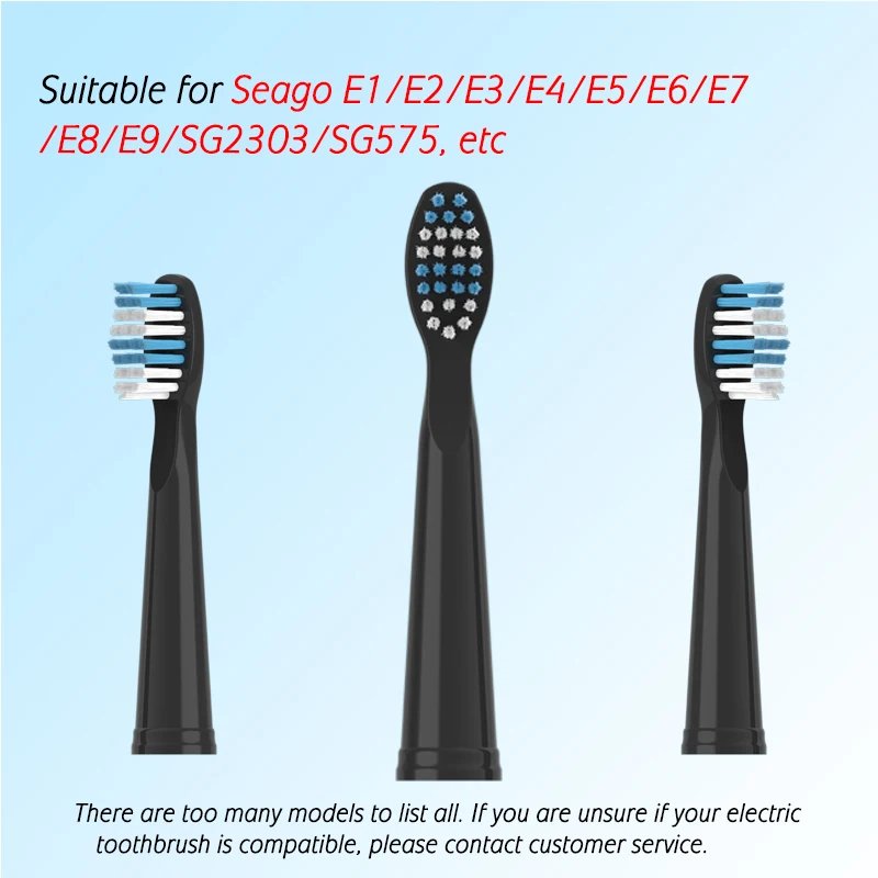 Replacement Brush Heads for Seago Electric Toothbrushes E1-9/SG2303/SG575 Vacuum Packing