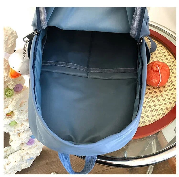 Girls School Bags for Teen Cute Cartoon White Nylon Middle Student Backpack Women