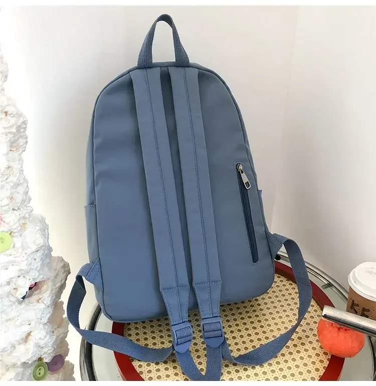 Girls School Bags for Teen Cute Cartoon White Nylon Middle Student Backpack Women