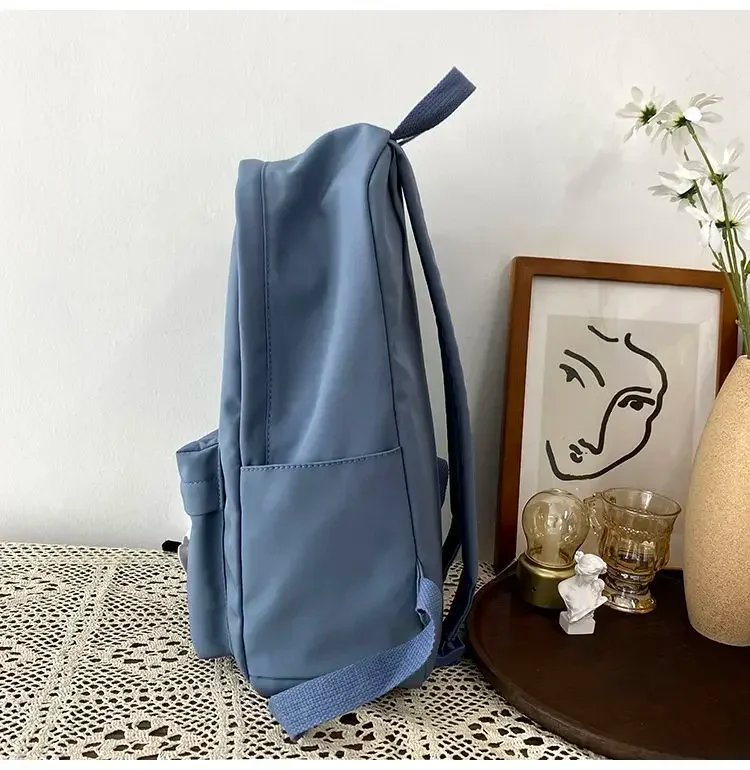 Girls School Bags for Teen Cute Cartoon White Nylon Middle Student Backpack Women