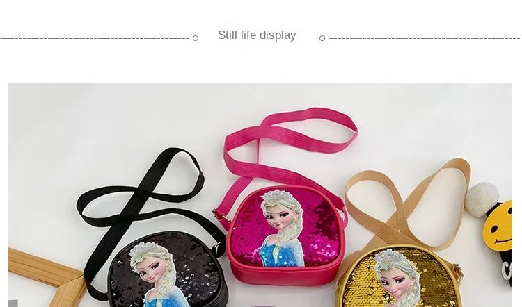Disney Princess Crossbody Bags Frozen 2 Elsa Sofia Cartoon Shoulder Bag Girls Fashion Sequins Handbags Kids Backpack