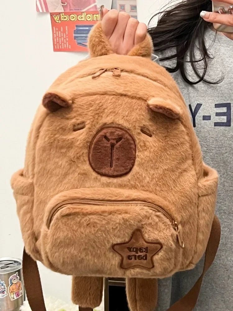 Student School Bag Capibala Plush Capybara Bag Casual All-match Fur Bag Large Capacity Backpack School Bag Mochila Student School Bag Capibala Plush Capybara Bag Casual All-match Fur Bag Large Capacity Backpack School Bag Mochila