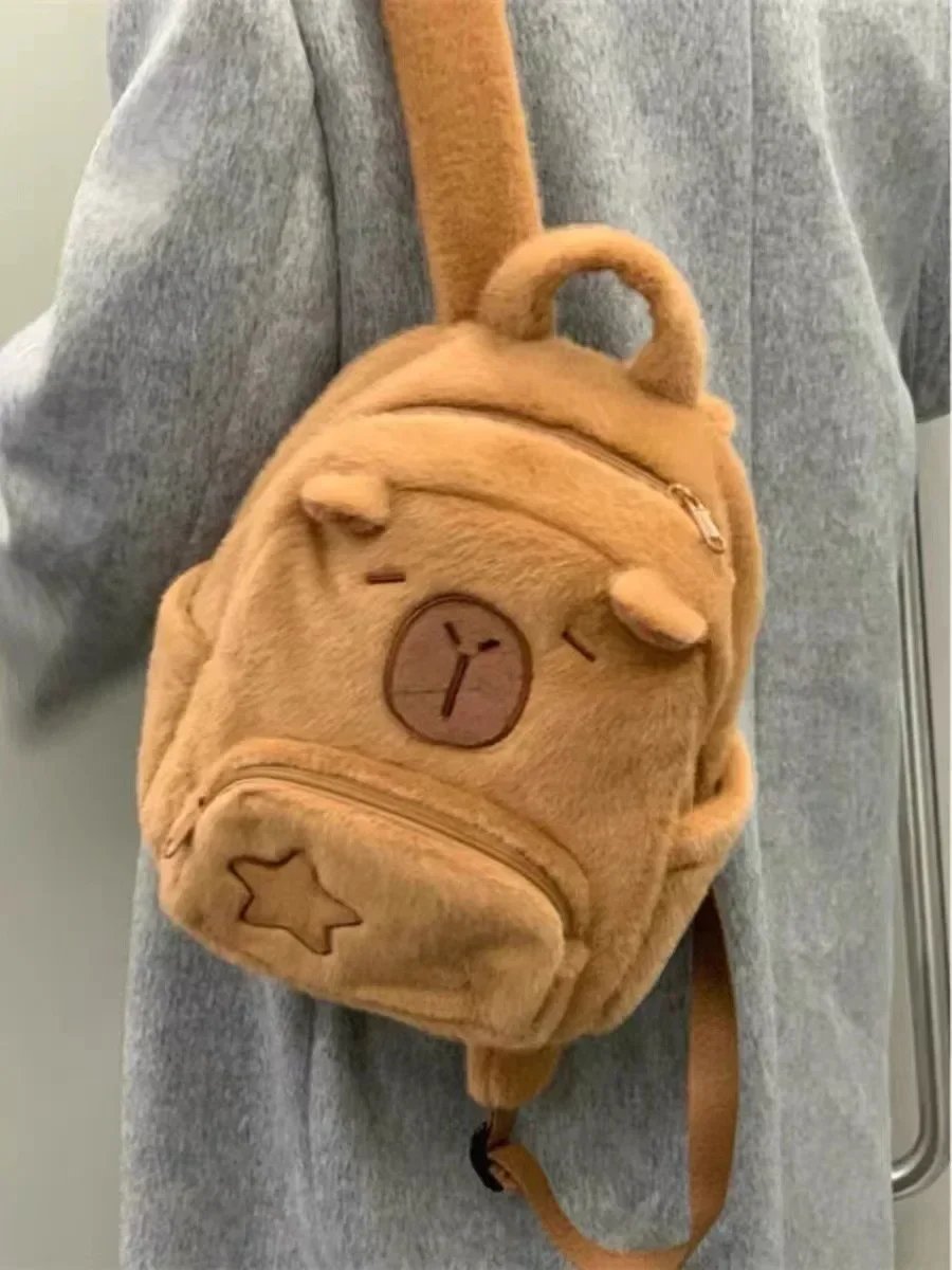Student School Bag Capibala Plush Capybara Bag Casual All-match Fur Bag Large Capacity Backpack School Bag Mochila Student School Bag Capibala Plush Capybara Bag Casual All-match Fur Bag Large Capacity Backpack School Bag Mochila