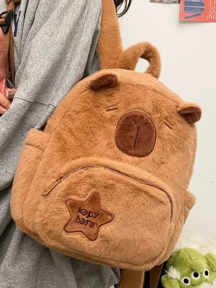 Student School Bag Capibala Plush Capybara Bag Casual All-match Fur Bag Large Capacity Backpack School Bag Mochila Student School Bag Capibala Plush Capybara Bag Casual All-match Fur Bag Large Capacity Backpack School Bag Mochila