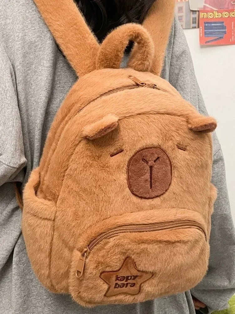 Student School Bag Capibala Plush Capybara Bag Casual All-match Fur Bag Large Capacity Backpack School Bag Mochila Student School Bag Capibala Plush Capybara Bag Casual All-match Fur Bag Large Capacity Backpack School Bag Mochila