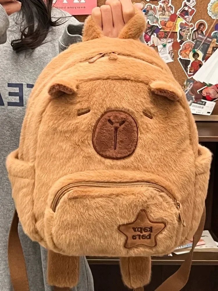 Student School Bag Capibala Plush Capybara Bag Casual All-match Fur Bag Large Capacity Backpack School Bag Mochila Student School Bag Capibala Plush Capybara Bag Casual All-match Fur Bag Large Capacity Backpack School Bag Mochila