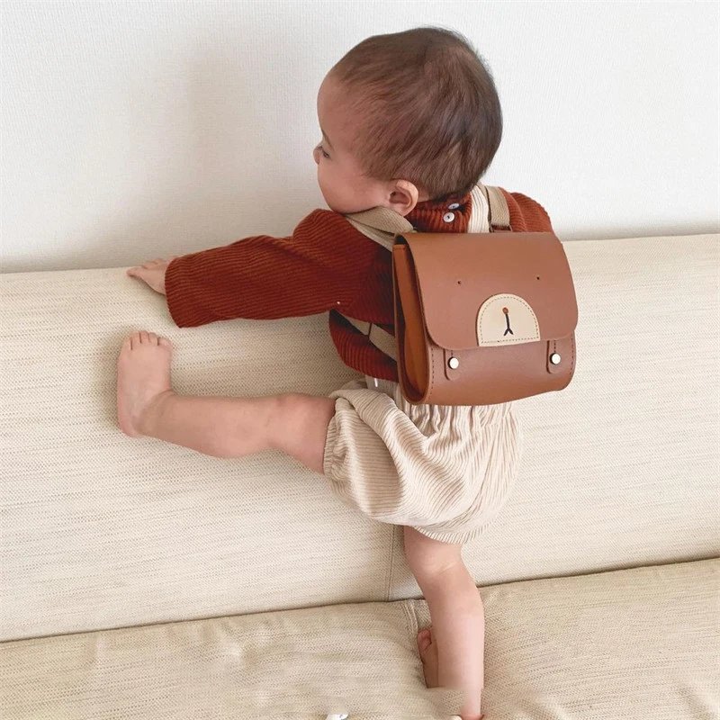 Cartoon Bear Mini Backpack Suitable for 1-3 Year Old Boys and Girls Kindergarten Storage Bag Portable Travel Shoulder Wallet