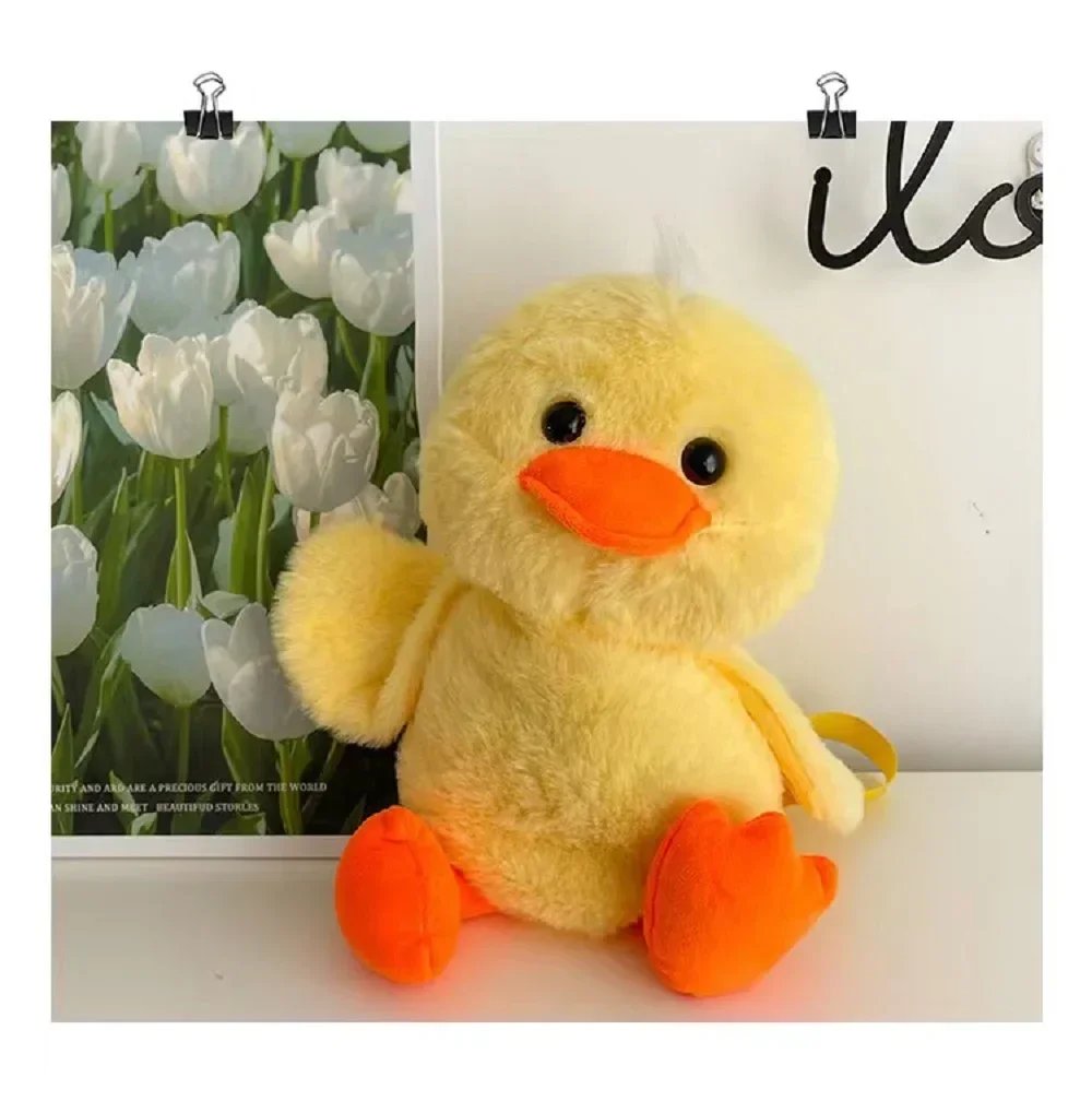 33cm Small Yellow Duck Plush Backpack Kawaii Stuffed Animal Duck Bag Cartoon Cute Soft Schoolbag Girls Children's Day Gifts