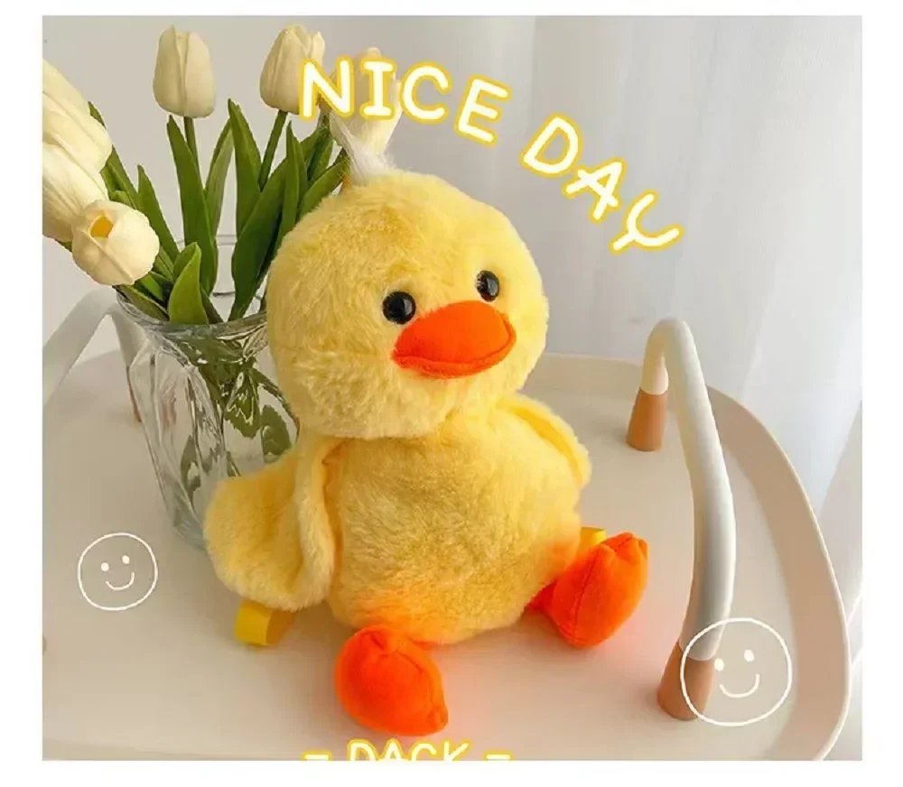 33cm Small Yellow Duck Plush Backpack Kawaii Stuffed Animal Duck Bag Cartoon Cute Soft Schoolbag Girls Children's Day Gifts