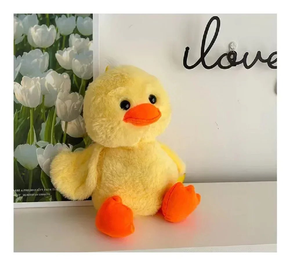 33cm Small Yellow Duck Plush Backpack Kawaii Stuffed Animal Duck Bag Cartoon Cute Soft Schoolbag Girls Children's Day Gifts