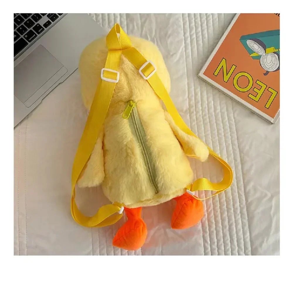 33cm Small Yellow Duck Plush Backpack Kawaii Stuffed Animal Duck Bag Cartoon Cute Soft Schoolbag Girls Children's Day Gifts