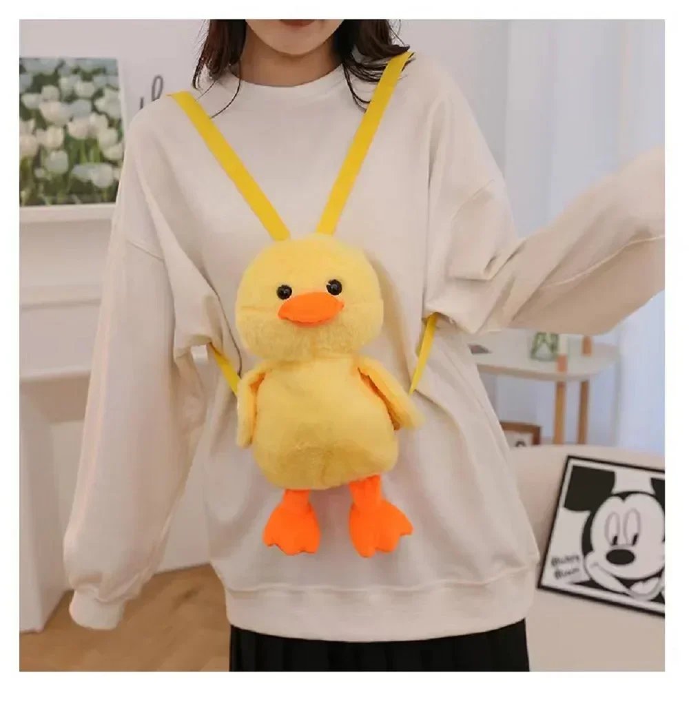 33cm Small Yellow Duck Plush Backpack Kawaii Stuffed Animal Duck Bag Cartoon Cute Soft Schoolbag Girls Children's Day Gifts