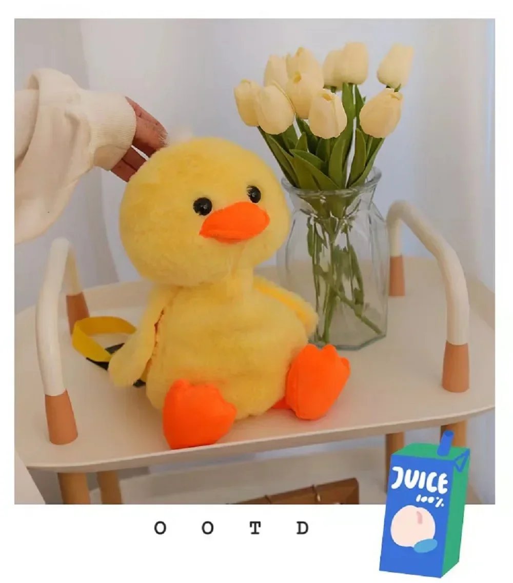 33cm Small Yellow Duck Plush Backpack Kawaii Stuffed Animal Duck Bag Cartoon Cute Soft Schoolbag Girls Children's Day Gifts