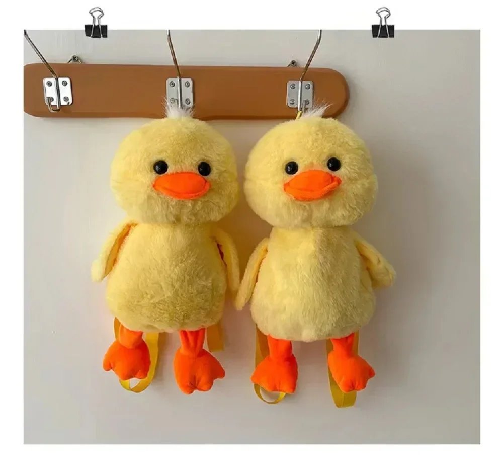 33cm Small Yellow Duck Plush Backpack Kawaii Stuffed Animal Duck Bag Cartoon Cute Soft Schoolbag Girls Children's Day Gifts