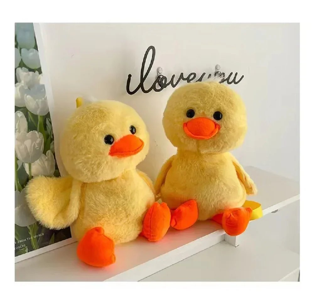 33cm Small Yellow Duck Plush Backpack Kawaii Stuffed Animal Duck Bag Cartoon Cute Soft Schoolbag Girls Children's Day Gifts