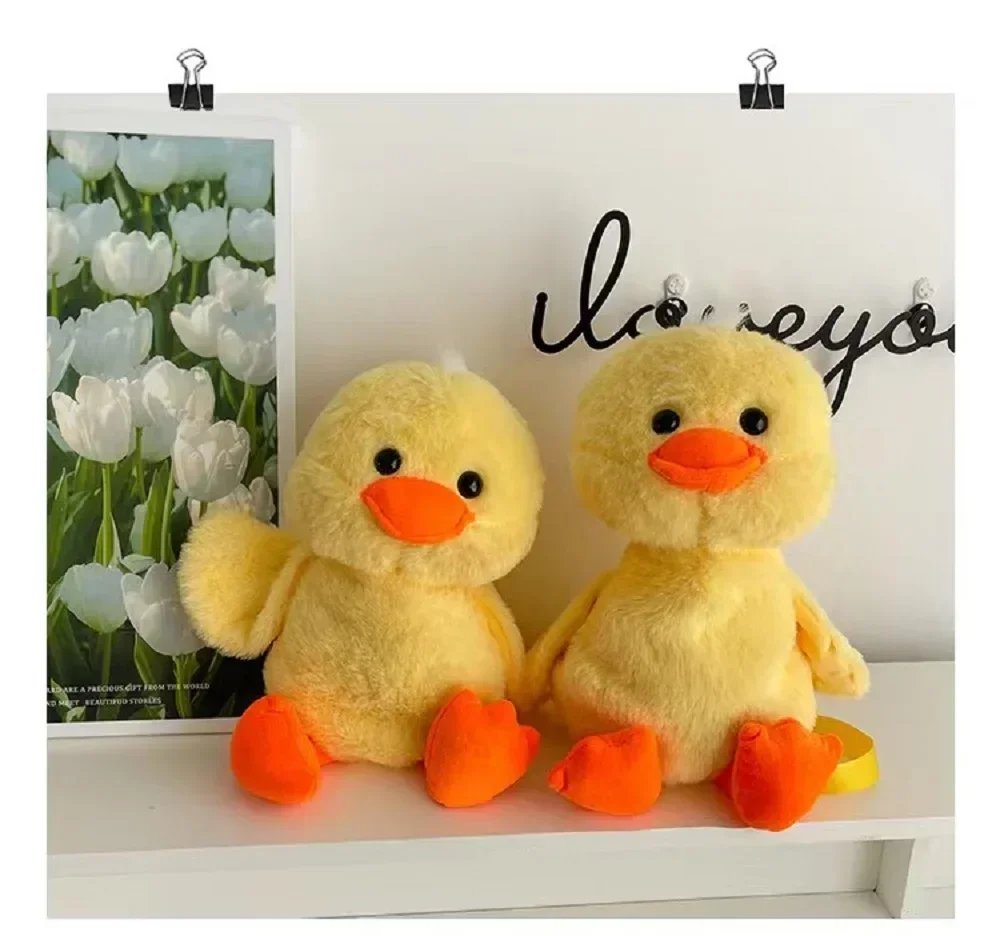 33cm Small Yellow Duck Plush Backpack Kawaii Stuffed Animal Duck Bag Cartoon Cute Soft Schoolbag Girls Children's Day Gifts