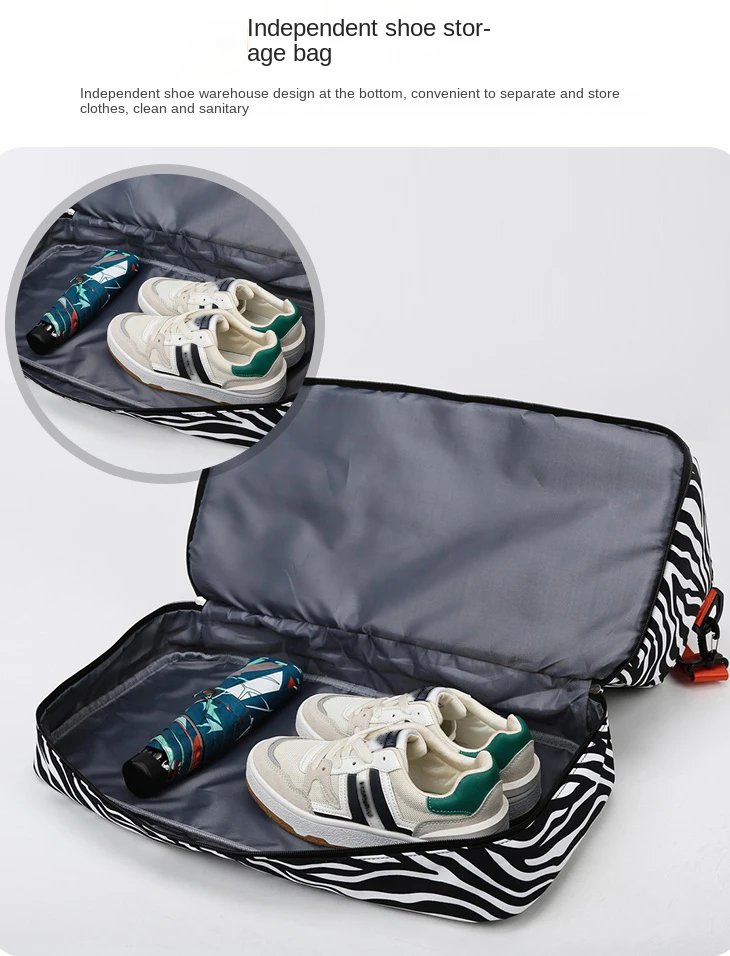 Spacious & Durable Women's Carry-On Travel Bag with Animal Print Nylon Large Capacity Sports Gym Bag Weekend Overnight Bag
