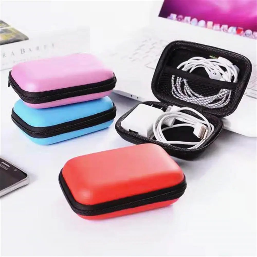 Portable Small Storage Case Zipper Carrying Pouch Bag Box for Earphone Headphone Date Cable Organizer