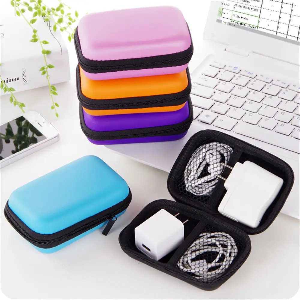 Portable Small Storage Case Zipper Carrying Pouch Bag Box for Earphone Headphone Date Cable Organizer