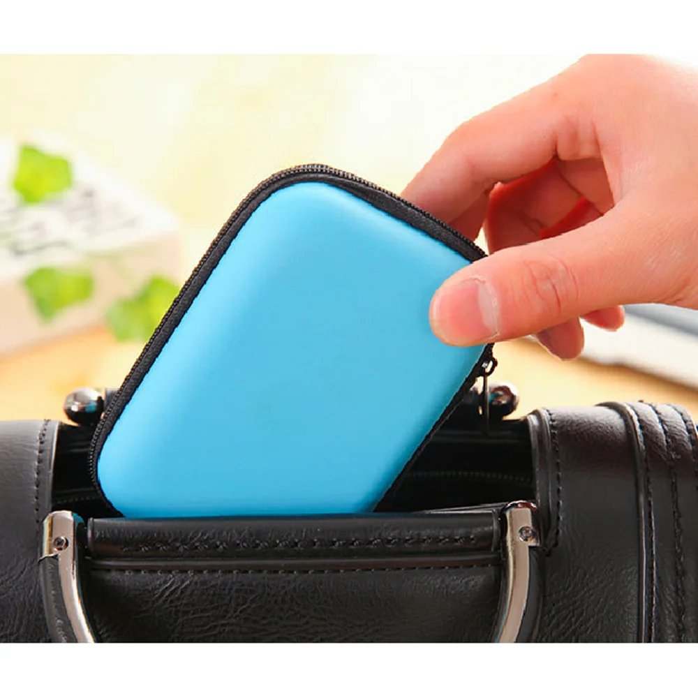 Portable Small Storage Case Zipper Carrying Pouch Bag Box for Earphone Headphone Date Cable Organizer