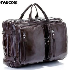 Modische multifunktionale Reisetasche aus vollnarbigem echtem Leder – Herren Ledergepäck, Reisetasche, Duffel Bag, große Tragetasche, Wochenendtasche.