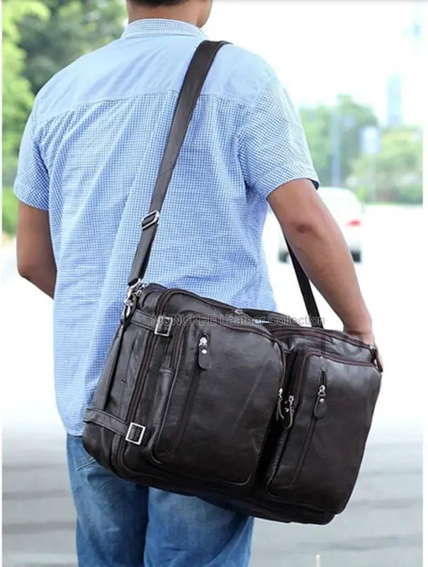 Fashion Multi-Function Full Grain Genuine Leather Travel Bag Men's Leather Luggage Travel Bag Duffle Bag Large Tote Weekend Bag