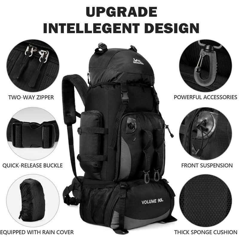 90L Waterproof Hiking Camping Backpack Trekking Bag Rucksack Large Capacity Travel Outdoor Sports Bags Camping Equipment Men 90L Waterproof Hiking Camping Backpack Trekking Bag Rucksack Large Capacity Travel Outdoor Sports Bags Camping Equipment Men