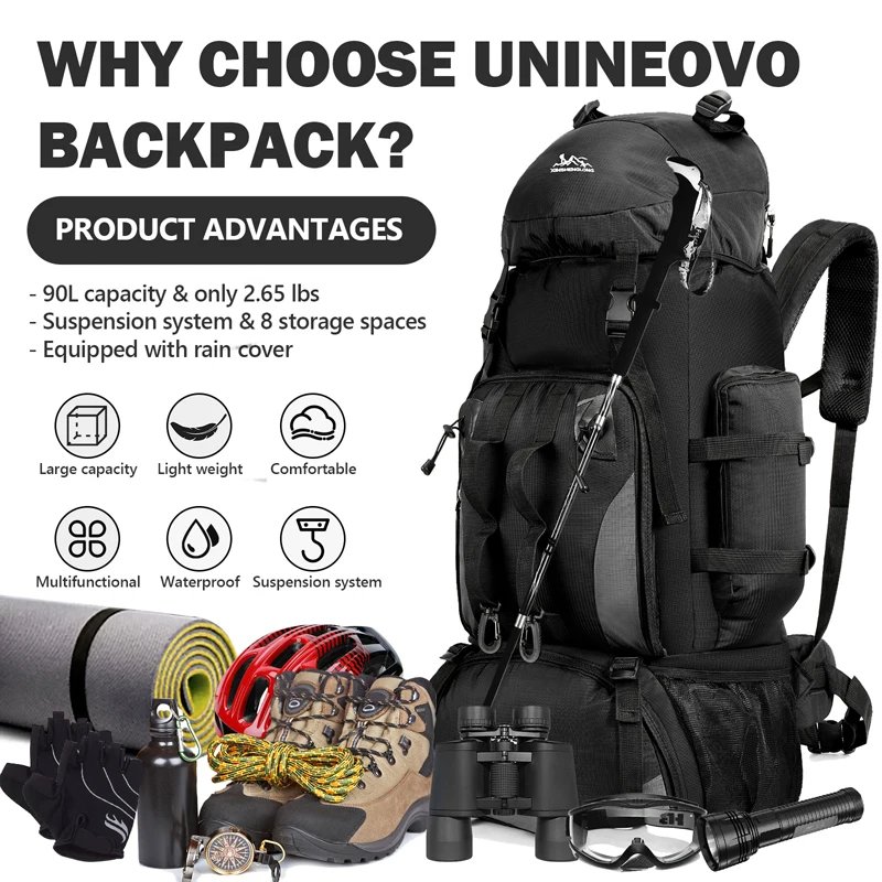 90L Waterproof Hiking Camping Backpack Trekking Bag Rucksack Large Capacity Travel Outdoor Sports Bags Camping Equipment Men 90L Waterproof Hiking Camping Backpack Trekking Bag Rucksack Large Capacity Travel Outdoor Sports Bags Camping Equipment Men