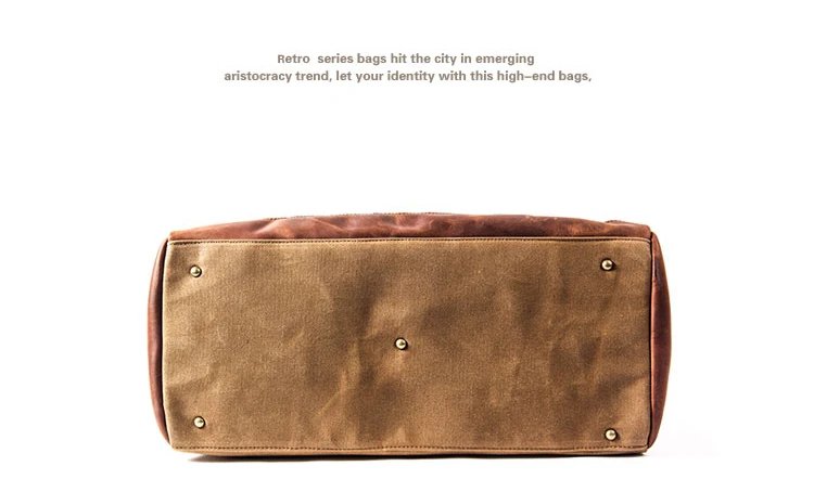 WaterProof Waxed Canvas Leather Men Travel Bag Hand Luggage Bag Carry On Large tote Vintage Men Duffle Weekend Bag big Overnight