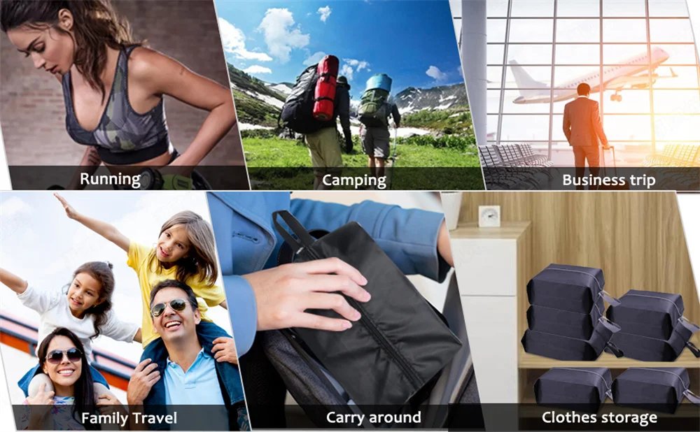 Portable Nylon Travel Shoe Bags with Zipper Closure for Men and Women Waterproof Shoe Organize Storage Bags Makeup Laundry Bag