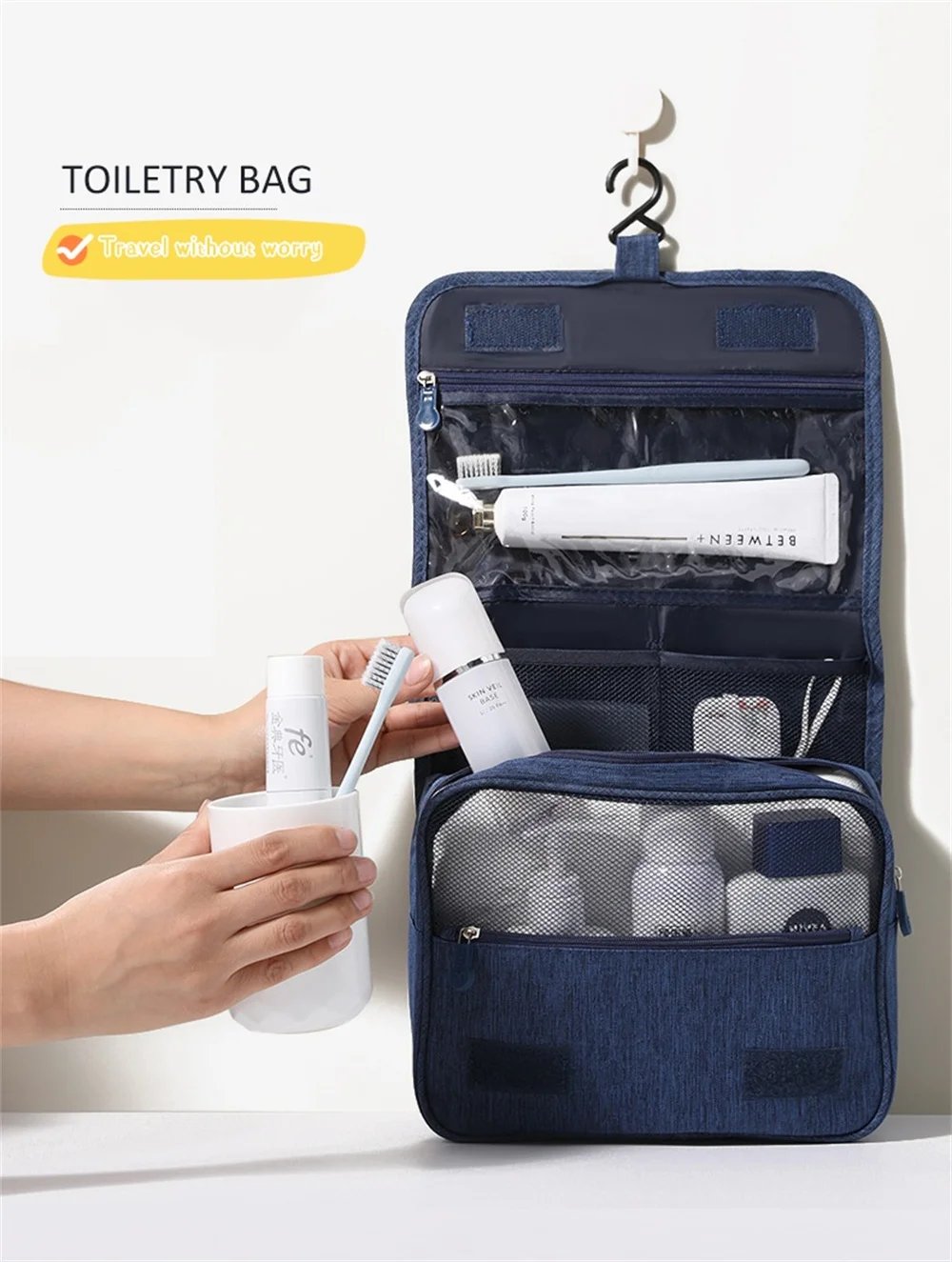 Portable Toiletry Washbag with Hanging Hook Waterproof Women Bathroom Cosmetic Storage Bag Large Capacity Travel Men Makeup Case Portable Toiletry Washbag with Hanging Hook Waterproof Women Bathroom Cosmetic Storage Bag Large Capacity Travel Men Makeup Case