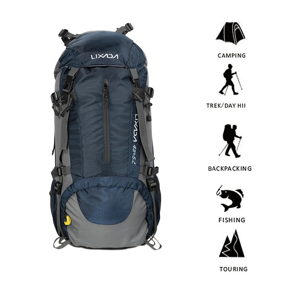 50L Waterproof Backpack Outdoor Sport Hiking Camping Traveling Pack Mountaineering Climbing Trekking Bag Knapsack w Rain Cover