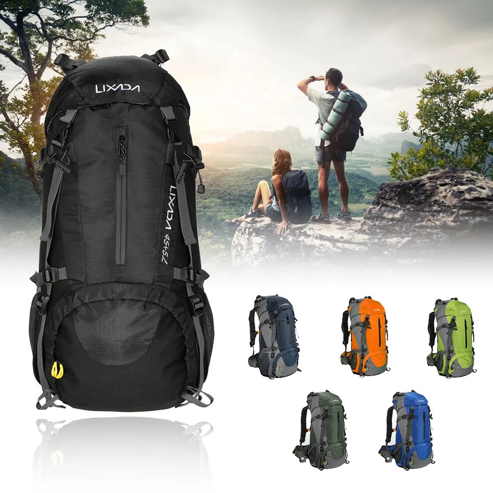 50L Waterproof Backpack Outdoor Sport Hiking Camping Traveling Pack Mountaineering Climbing Trekking Bag Knapsack w Rain Cover