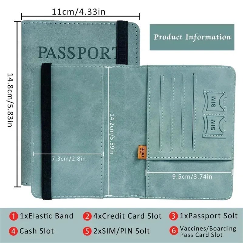 RFID ANTI Blocking Thin Passport Holder Cover Case Travel Wallet for Men Women Multi-Function ID Bank Card Holder Accessories