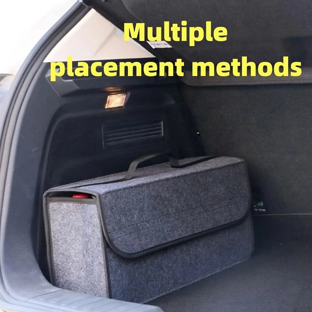Gray Anti Slip Compartment Boot Storage Organizer Tool Car Storage Bag Car Trunk Organizer Soft Felt Storage Box Car Accessories