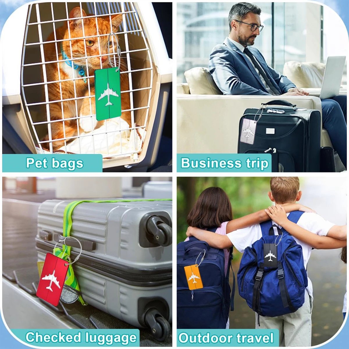 Aluminum Alloy Travel Luggage Tag Hanging Tag Suitcase Tag Plane With Name ID Cards Anti-lost Solid Color Travel Accessories.zmt