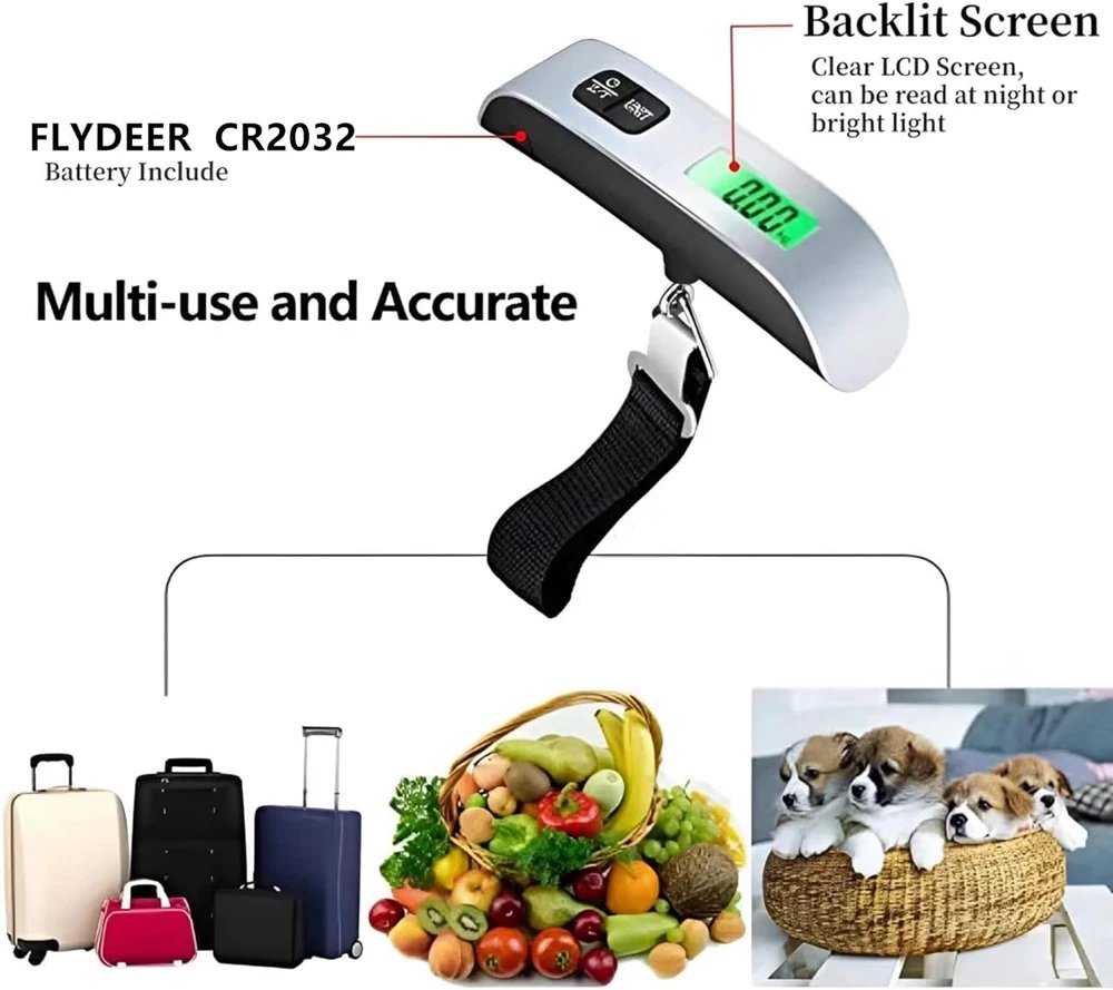 Digital Luggage Scale 110Lb/50Kg Hanging Baggage Scale LCD Display Portable Suitcase Weighing Scale Travel Luggage Weight Scale