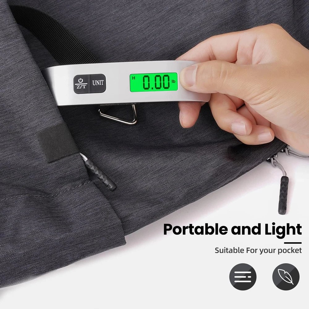 Digital Luggage Scale 110Lb/50Kg Hanging Baggage Scale LCD Display Portable Suitcase Weighing Scale Travel Luggage Weight Scale