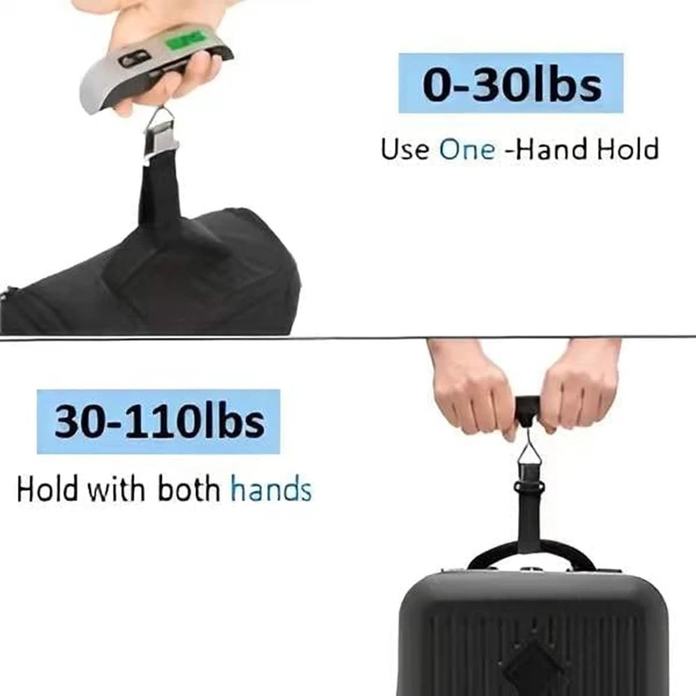 Digital Luggage Scale 110Lb/50Kg Hanging Baggage Scale LCD Display Portable Suitcase Weighing Scale Travel Luggage Weight Scale