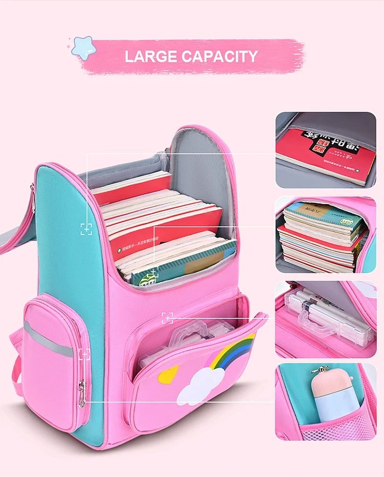 New CHILDREN'S Elementary School Students Schoolbag 6-12 Years Old Boys and Girls Shoulders Backpack 1-6 Grades Unicorn Cute Wat
