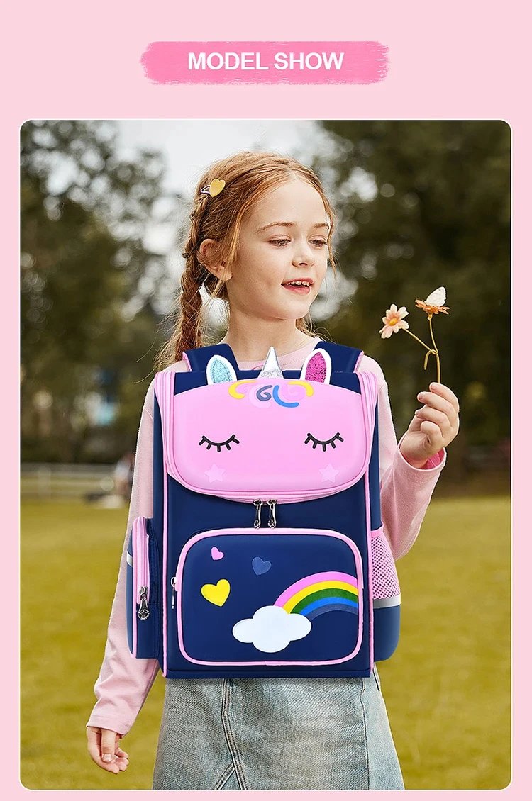 New CHILDREN'S Elementary School Students Schoolbag 6-12 Years Old Boys and Girls Shoulders Backpack 1-6 Grades Unicorn Cute Wat