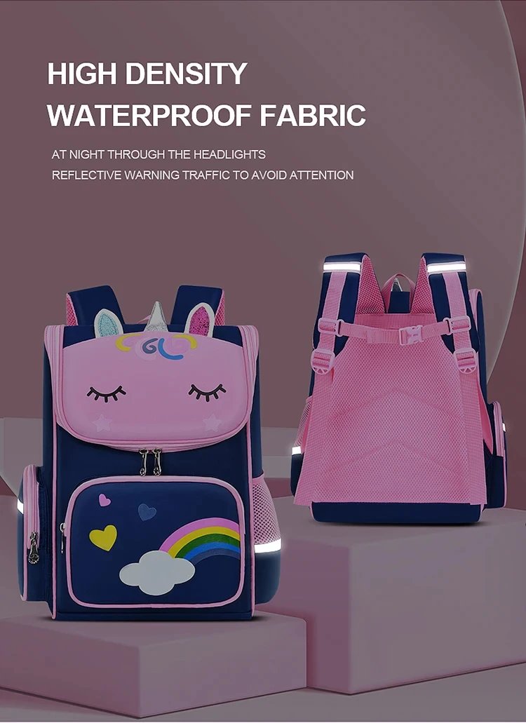 New CHILDREN'S Elementary School Students Schoolbag 6-12 Years Old Boys and Girls Shoulders Backpack 1-6 Grades Unicorn Cute Wat