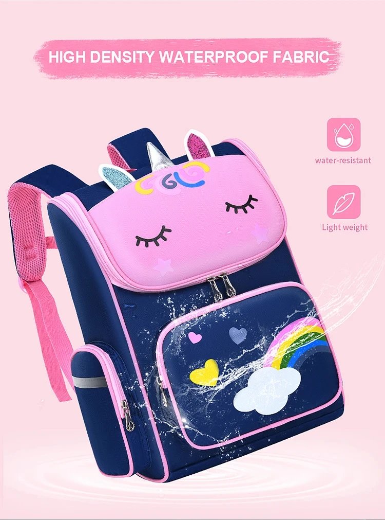 New CHILDREN'S Elementary School Students Schoolbag 6-12 Years Old Boys and Girls Shoulders Backpack 1-6 Grades Unicorn Cute Wat