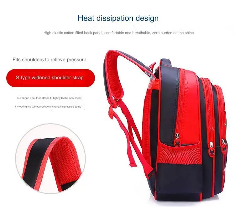 Spider King Kids Backpack: Waterproof Nylon & Large Capacity for 2-16 Year Olds