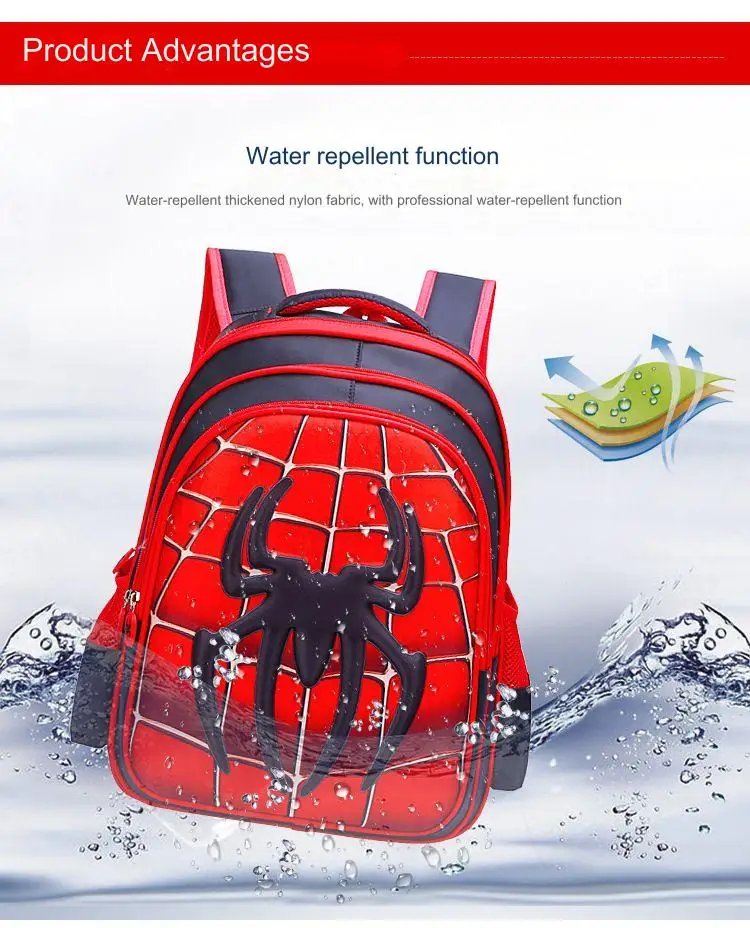 Spider King Kids Backpack: Waterproof Nylon & Large Capacity for 2-16 Year Olds