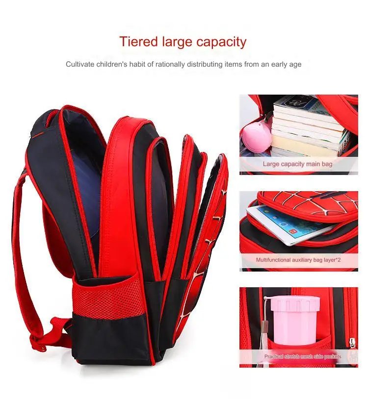 Spider King Kids Backpack: Waterproof Nylon & Large Capacity for 2-16 Year Olds