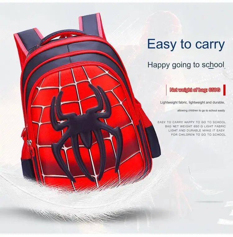 Spider King Kids Backpack: Waterproof Nylon & Large Capacity for 2-16 Year Olds