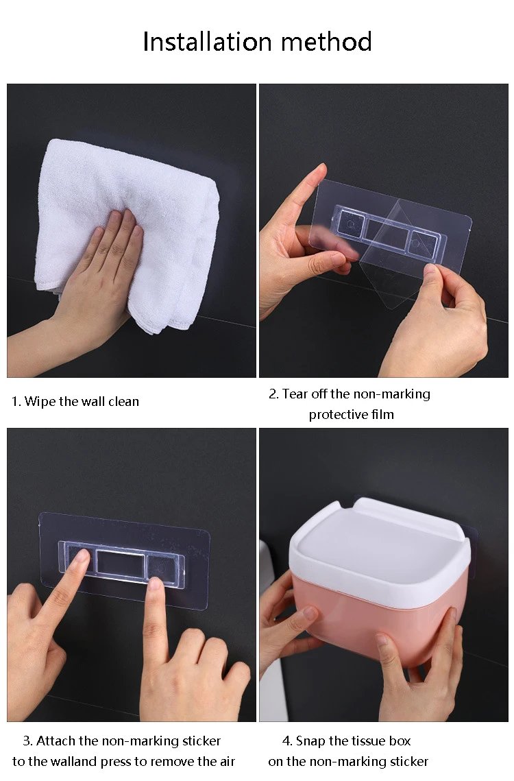 Wall Mount Tissue Holder for Bathroom Storage Box Punch-Free Home Supplies Phone Rack Case Toilet Paper Holder Waterproof