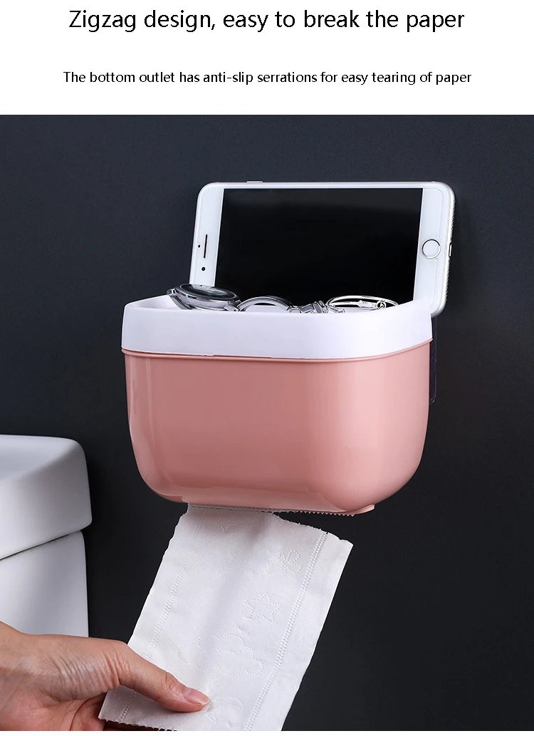 Wall Mount Tissue Holder for Bathroom Storage Box Punch-Free Home Supplies Phone Rack Case Toilet Paper Holder Waterproof