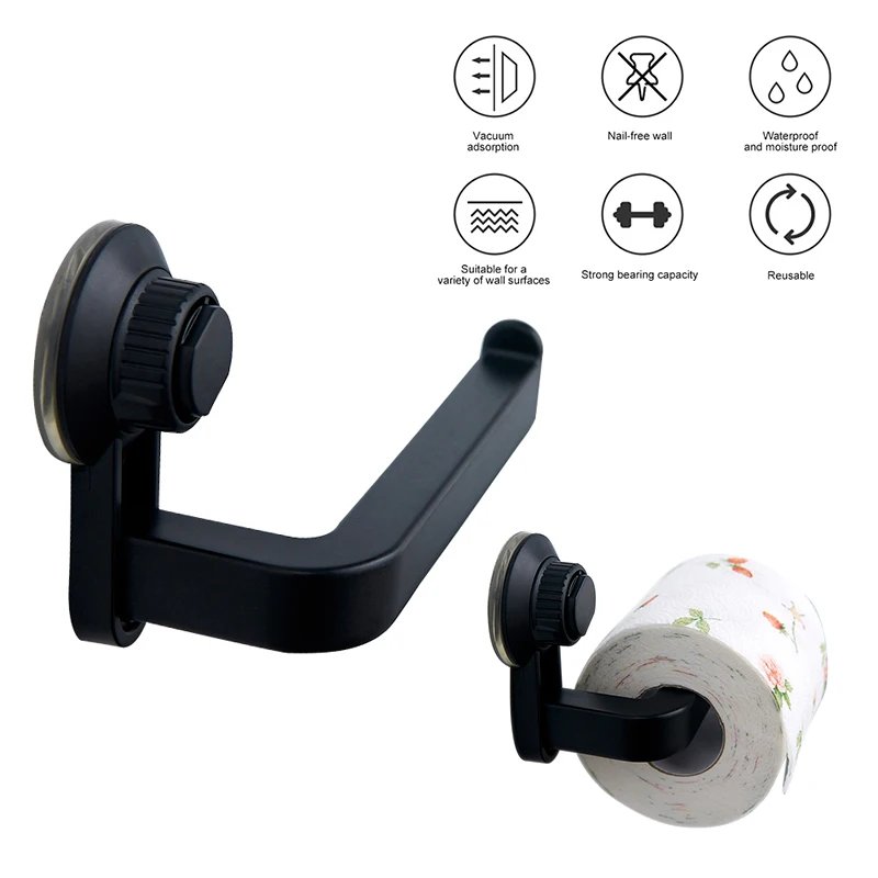 1Pc Suction Cup Rack Kitchen Bathroom Storage Waterproof Moisture Proof Towel Accessories Shelf Toilet Paper Holder Wall Mounted